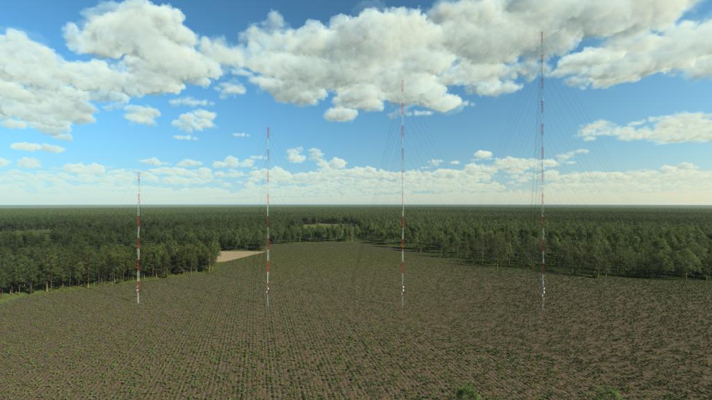 Wind measurements masts with thick cables